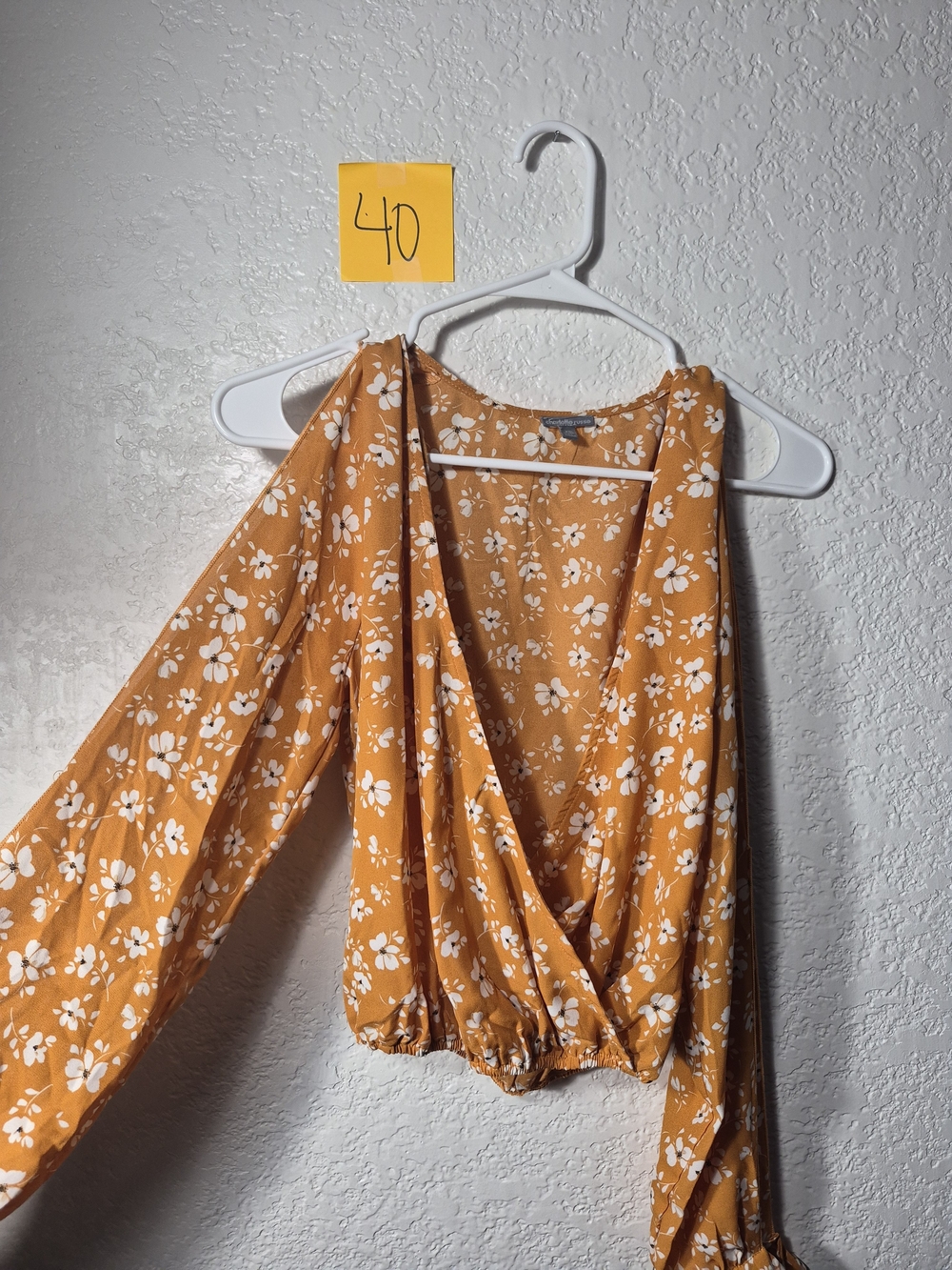 Charlotte Russe Women's Mustard Floral Wrap Blouse - XS